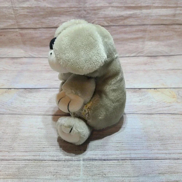 Vintage Commonwealth Plush Mouse Stuffed Animal Gray White Floral 7.5" - Picture 2 of 4